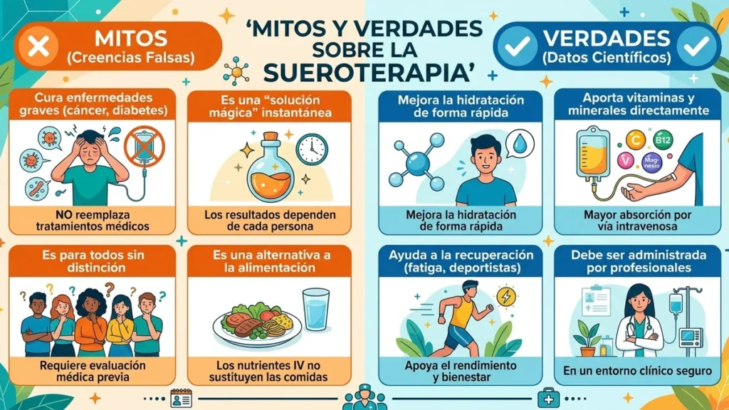 Especialistas aclaran mitos y realidades sobre la sueroterapia intravenosa