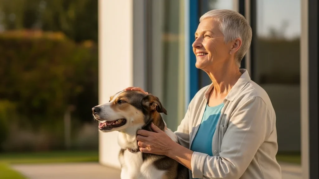 Adulto mayor compartiendo con su perro