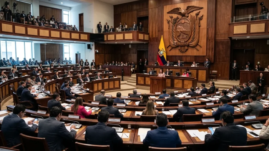 Hemiciclo legislativo de la Asamblea Nacional de Ecuador durante sesión plenaria