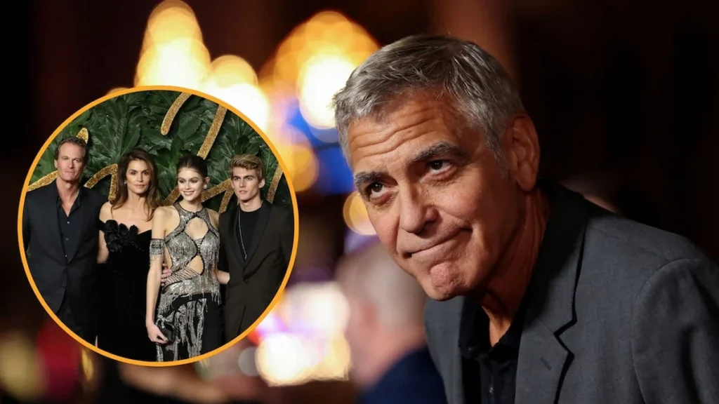 George Clooney y Cindy Crawford en un evento benéfico público
