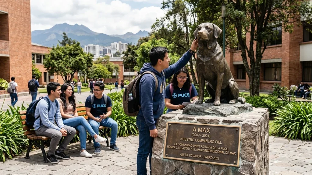 Monumento de bronce en honor a Max el canino de Poliperros en Quito