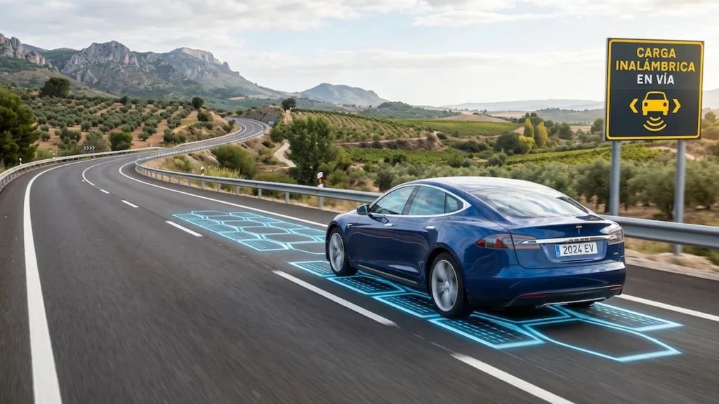 Carretera con bobinas de inducción para recarga de vehículos eléctricos en Japón