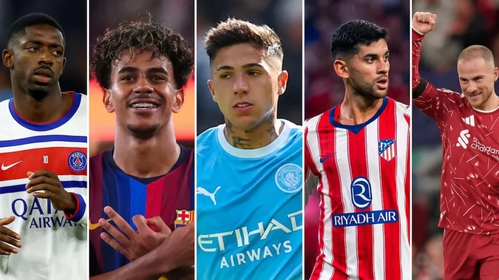 Futbolistas del Manchester City y Atlético de Madrid disputando un balón en Champions.