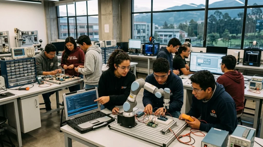 Estudiantes en formación práctica en institutos técnicos de Ecuador