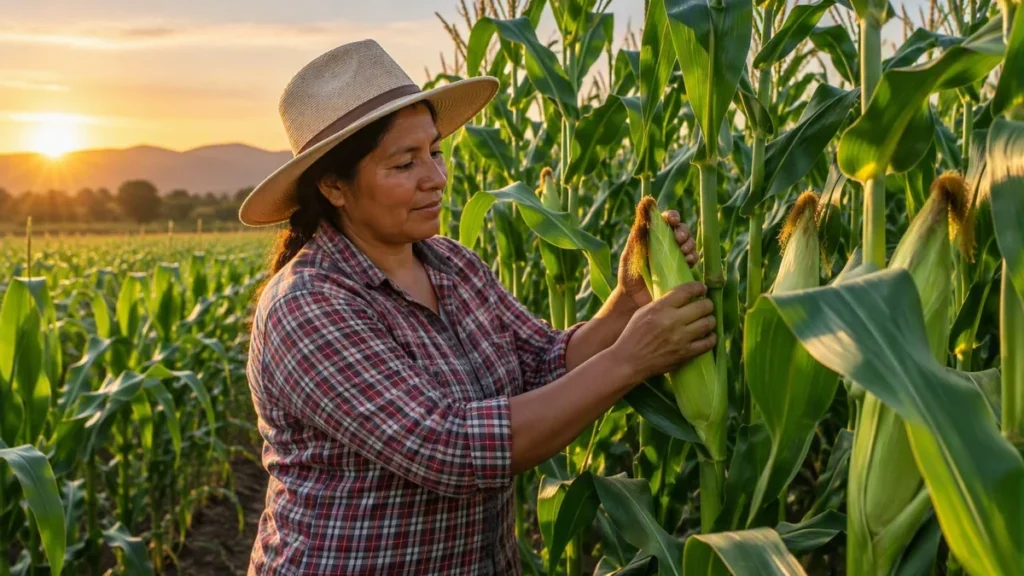 Mujeres agricultoras trabajando en el campo ecuatoriano