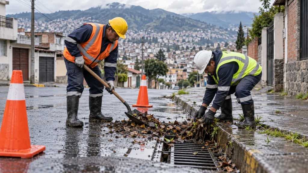 Maquinaria pesada y cuadrillas municipales limpian colectores y quebradas en las laderas de Quito