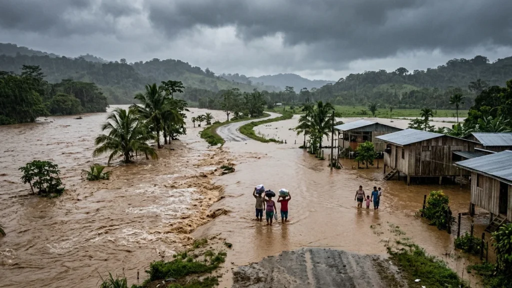 Desbordamiento de ríos e inundaciones en zonas rurales de la Costa tras lluvias.