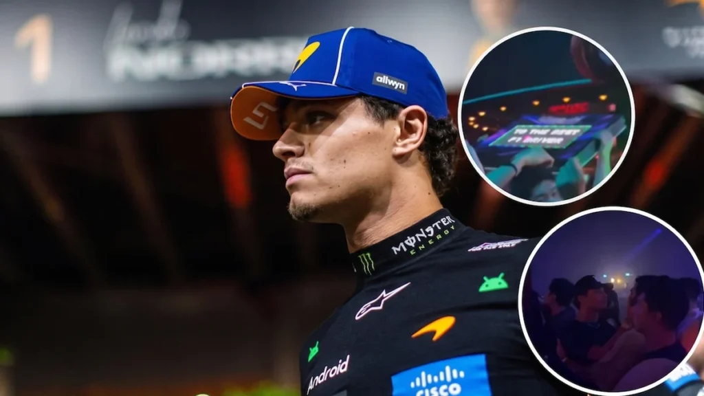 Lando Norris y Oliver Bearman en el paddock de Singapur