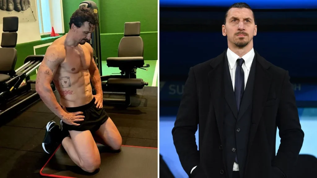 Zlatan Ibrahimovic entrenando con gran forma física en el gimnasio