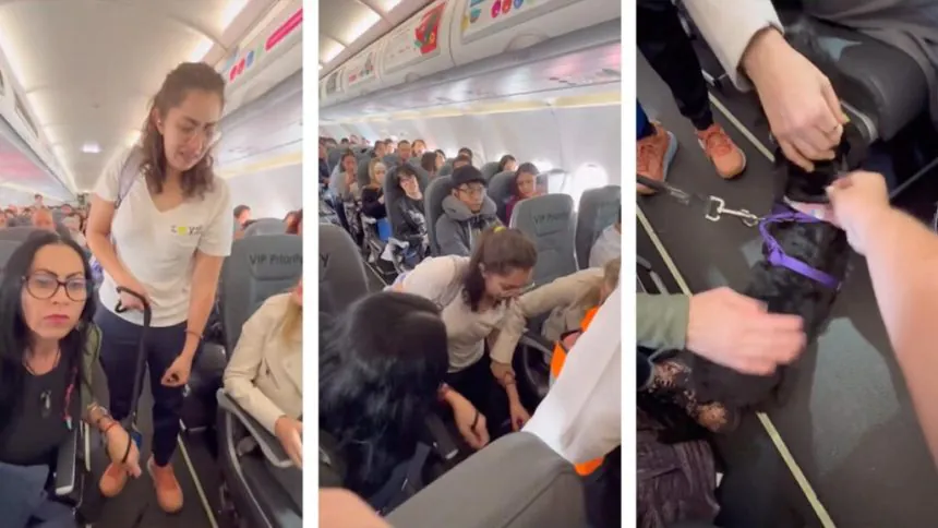 Bajan a mujer de avión