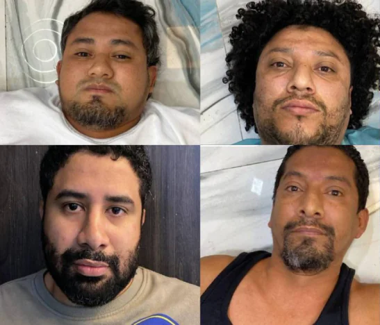 De izquierda a derecha, en la fila superior: Eduardo Hurtado y Carlos Cedeño. En la fila inferior: Cristian Mendoza, Freddy Zambrano, guardaespaldas de alias 'Fito', capturados el 25 de junio de 2025