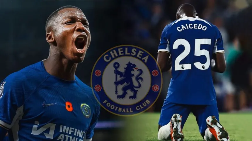 Moisés Caicedo con el Chelsea